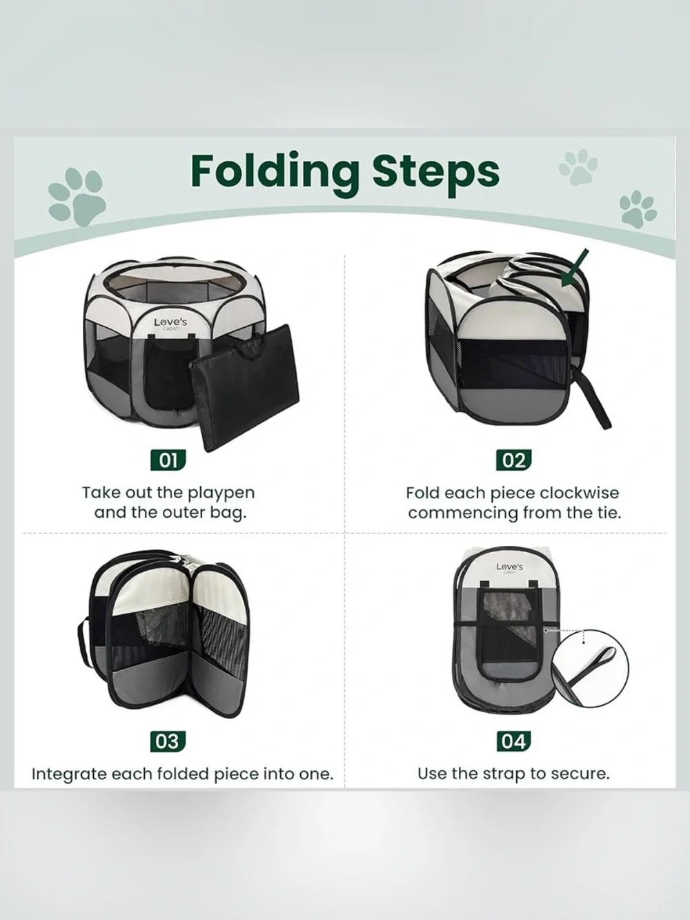 Love’s Cabin Portable Small Pet Playpen - Gray & Black! New w/o tag! Never used!